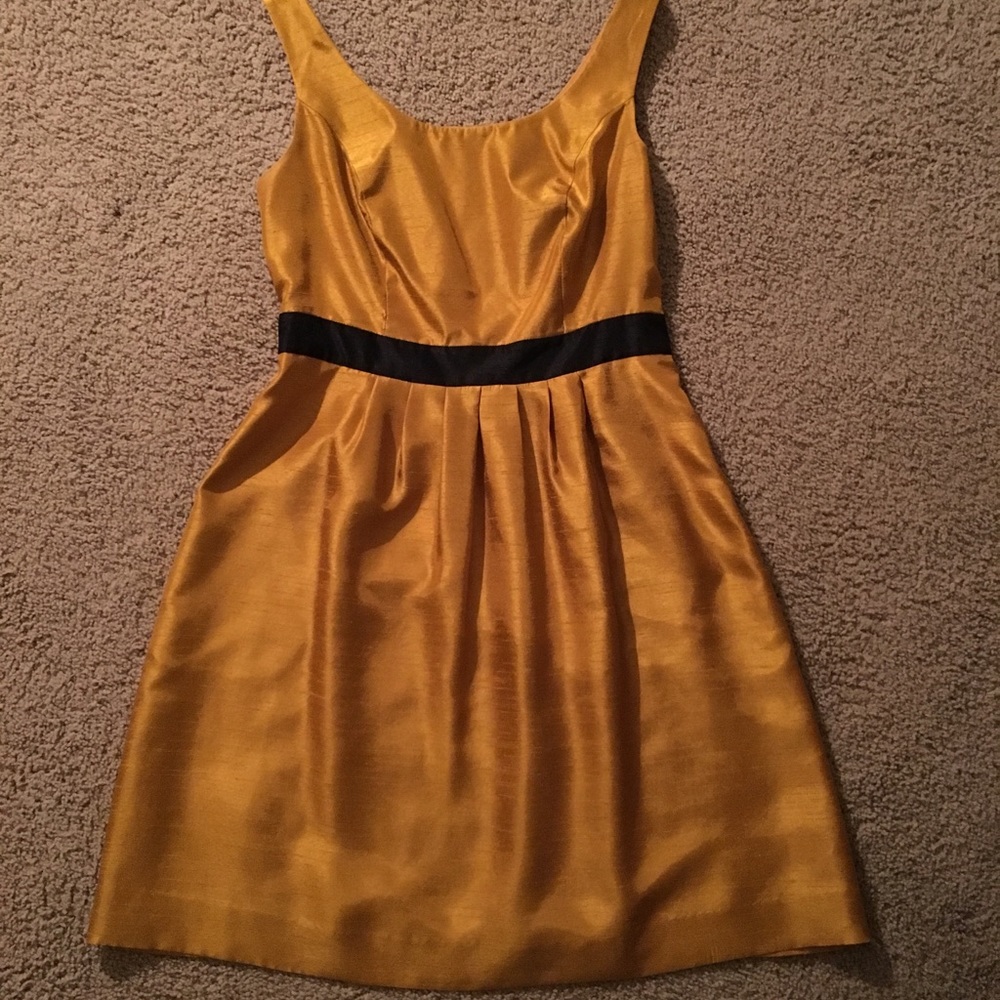 Gold A-line Silk Dress